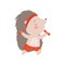 Cute Hedgehog Exercising Dumbbells, Adorable Sportive Prickly Animal Cartoon Character Vector Illustration