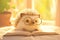 Cute hedgehog with round glasses read the book and smile broadly