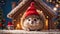 cute hedgehog in a Santa hat winter banner funny small friendly season celebrate