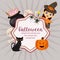 Cute hello halloween wizard cartoon character