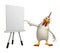 cute Hen cartoon character with easel board