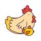 Cute hen and chicken birds farm animal cartoon