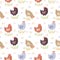 Cute hens vector seamless pattern