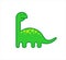 Cute Herbivorous Long-necked Dinosaur, Dino with a Long Neck. Diplodocus, Brachiosaurus, Brontosaurus. For Print. Modern flat