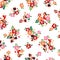 Cute hibiscus and hula dancer seamless pattern,