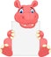 Cute hippo cartoon holding blank sign