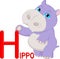 Cute hippo cartoon and letter H