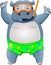 Cute hippo cartoon wearing  snorkeling equipment