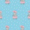 Cute Hippo girl with umbrella seamless pattern