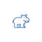 Cute hippo line icon concept. Cute hippo flat  vector symbol, sign, outline illustration.