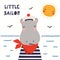 Cute hippo sailor