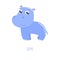 Cute hippo sticker vector illustration.