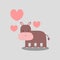 Cute hippopotamus in love