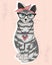 Cute hipster rockabilly cat