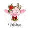 Cute holiday pig with Happy Holidays caption for posters, postcards