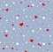 Cute holiday seamless pattern with snow and hearts.