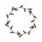 Cute holly berry chirstmas wreath design on white background