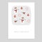 Cute Holly and Jolly Christmas greeting card, invitation with snowmen, finch birds, glowes, sliced apples and falling