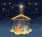 Cute holy family in stable manger characters