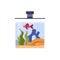 Cute home aquarium with swimming red fish flat style