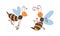 Cute Honey Bee with Antenna and Striped Body Carrying Bucket and Feeling Angry Vector Set