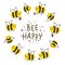 Cute honey bees round frame