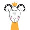 Cute Horned Goat as Farm Animal Wearing Gold Crown Vector Illustration