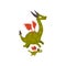 Cute horned mature dragon with wings and baby dragon, mother and her child, family of mythical animals cartoon