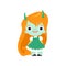 Cute Horned Troll Girl, Adorable Smiling Fantasy Creature Character with Long Orange Hair Vector Illustration