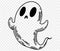 Cute and horrible ghost with hand drawn isolated on transparent PNG background. Element for Halloween silhouettes.Vector