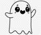 Cute and horrible ghost with hand drawn isolated on transparent PNG background. Element for Halloween silhouettes.Vector