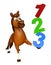 cute Horse cartoon character with 123 sign