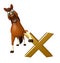 cute Horse cartoon character with cross sign