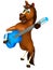 cute Horse cartoon character with guitar