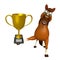 cute Horse cartoon character with winning cup