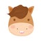 Cute horse face domestic farm animal cartoon