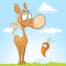 Cute horse with friend - carrot standing