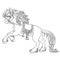 Cute horse with lush mane bucks front hooves outlined picture fo