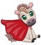 Cute horse, pony superhero in red raincoat rescuer