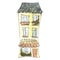 Cute house, watercolor sketch style with graphic elements, cartoon. Illustration of an isolated object from a large set
