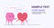 Cute human brain and heart couple standing together chat bubble speech communication concept pink cartoon characters