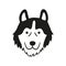 Cute husky face. Dog head icon. Hand drawn isolated vector illustration