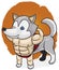Cute Husky Puppy Wearing a Bodybuilder Costume for Halloween, Vector Illustration