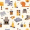 Cute hygge seamless pattern. Cosy home