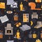 Cute hygge seamless pattern. Harmony and happiness