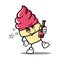 Cute ice cream cartoon mascot character