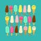 Cute Ice Cream collection background in vivid tasty colors ideal for banners, package etc