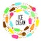 Cute Ice Cream collection frame background in vivid tasty colors ideal for banners, package etc