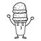 cute ice cream monochrome kawaii character