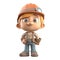 cute icon 3D Builder man or engineer standing in professional uniform, helmet and dungarees. Repair service, laborer or